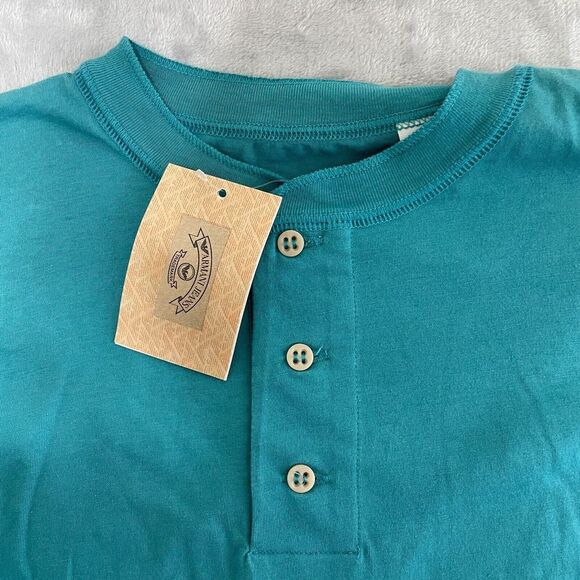 Armani Jeans Shirt Mens Small S Blue Turquoise Lightweight Henley Cotton NEW‎ - Picture 3 of 7